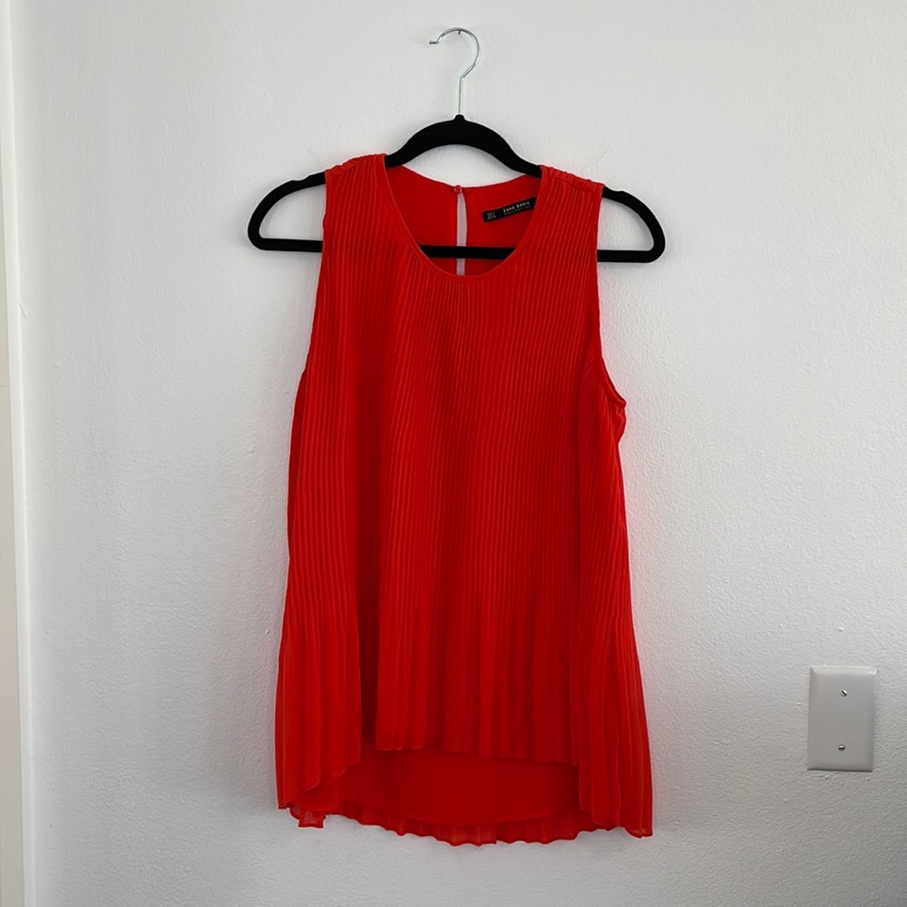 Zara Basics Pleated Sleeveless Blouse